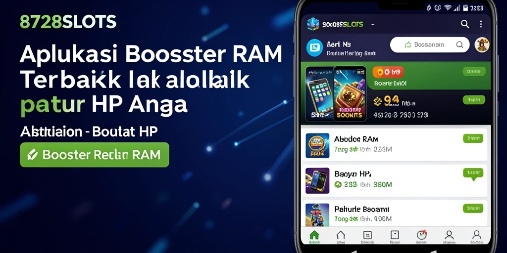 Screenshot 8728SLOTS menampilkan antarmuka pembersihan RAM yang sederhana.