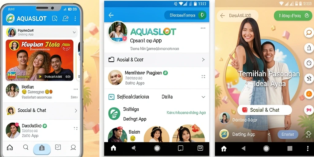 Antarmuka AQUASLOT yang ramah pengguna untuk menjelajahi profil dan chatting.