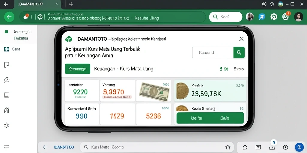 Screenshot aplikasi IDAMANTOTO menampilkan antarmuka kurs mata uang yang informatif.