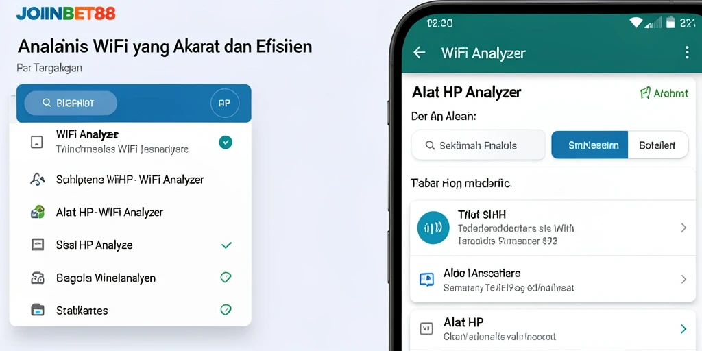 Antarmuka JOINBET88 yang menampilkan analisis kekuatan sinyal WiFi.