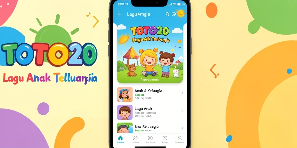 Antarmuka TOTO20 yang ceria dan berwarna-warni untuk lagu anak.