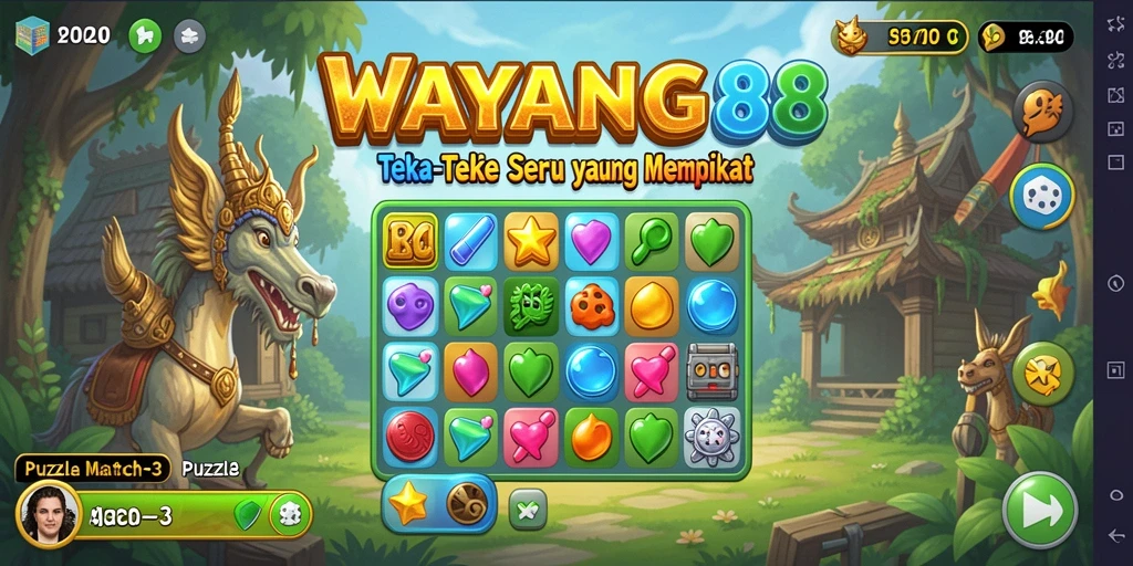 Tampilan menarik dari antarmuka permainan WAYANG88 yang interaktif.