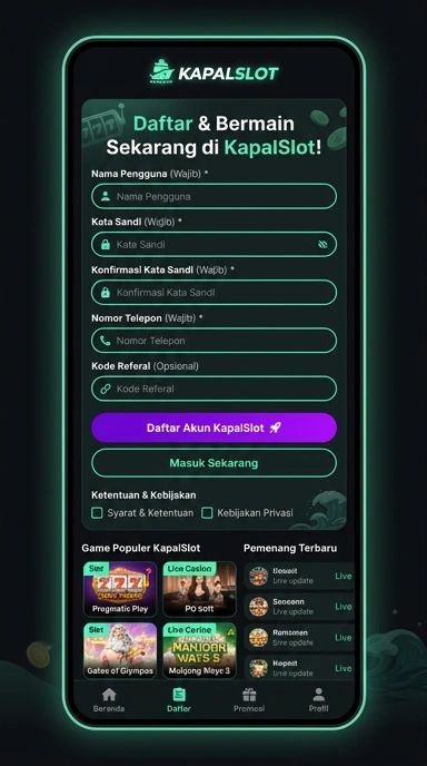 Registrasi Mudah Akun Kapalslot di Android